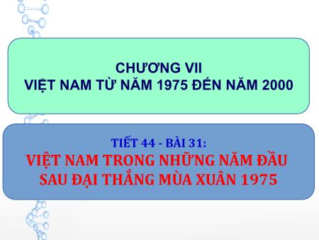Bài giảng Lịch sử Lớp 9 - Tiết 44, Bài 31: Việt Nam trong những năm đầu sau đại thắng mùa xuân 1975
