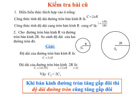 Bài giảng Toán Lớp 9 - Diện tích hình tròn. Hình quạt tròn