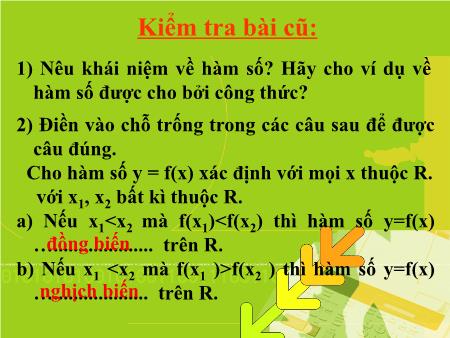 Bài giảng Toán Lớp 9 - Tiết 21: Hàm số bậc nhất
